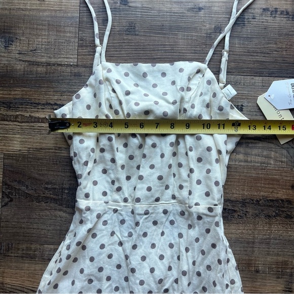 Monteau Los Angeles Women's Cream Polka Dot Linen Blend Dress Size Small NWT - Picture 3 of 8